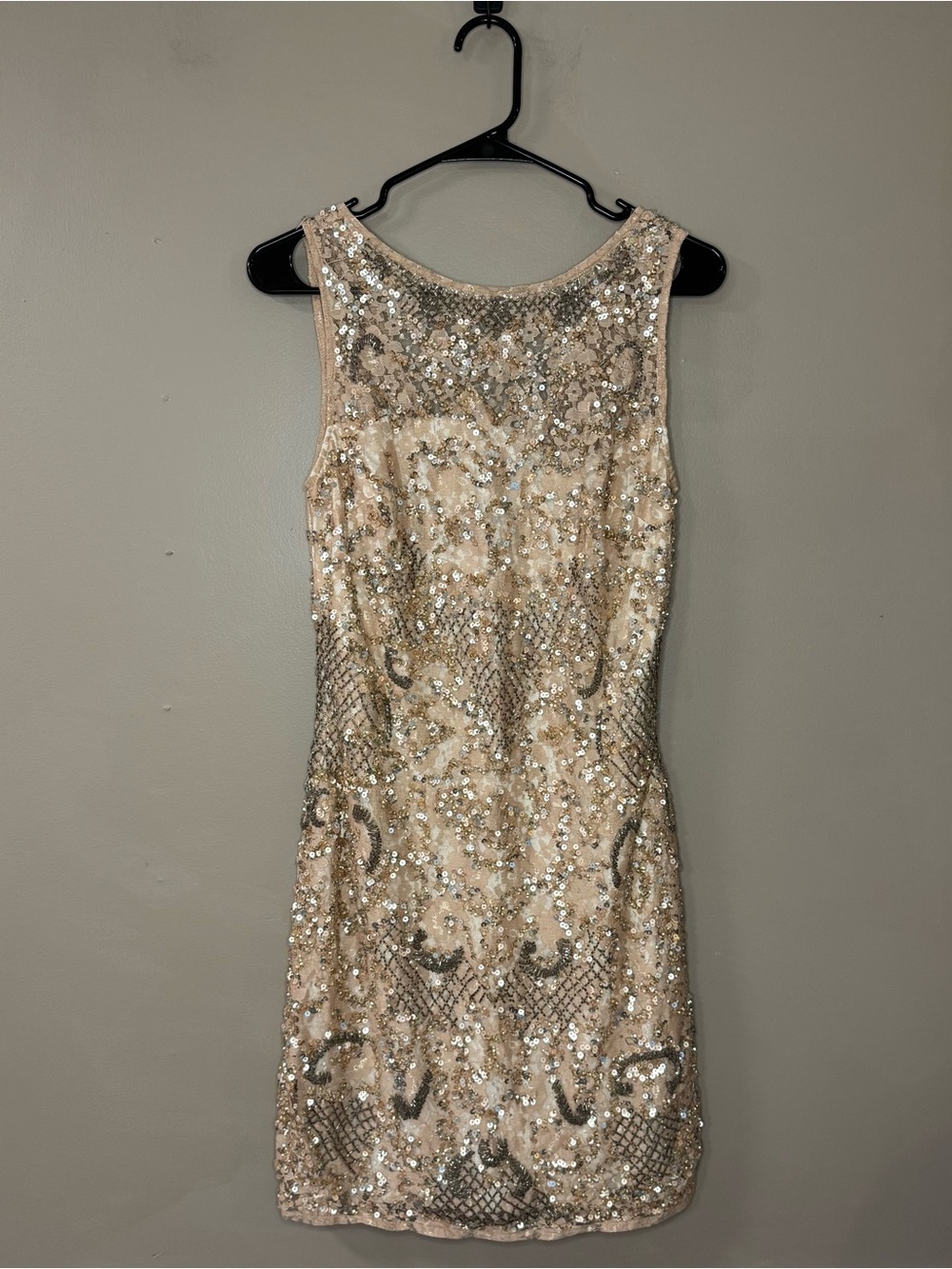 NWT Aidan Mattox Gold Champagne Sequin Mini Cocktail Dress
